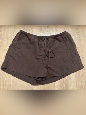 H&M Dark Brown Elastic Waist Drawstring Shorts